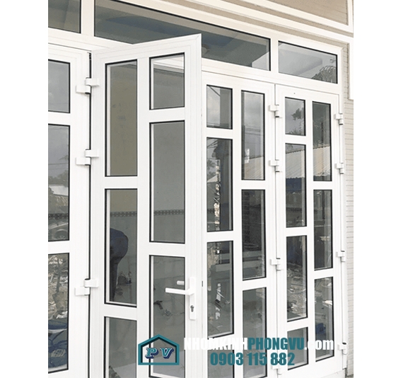 Cửa nhôm xingfa màu trắng sứ chia ô Pano mẫu 01
